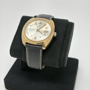 Vintage Hamilton Masonic Dial Watch Swiss Made Gold Tone Mens Freemason